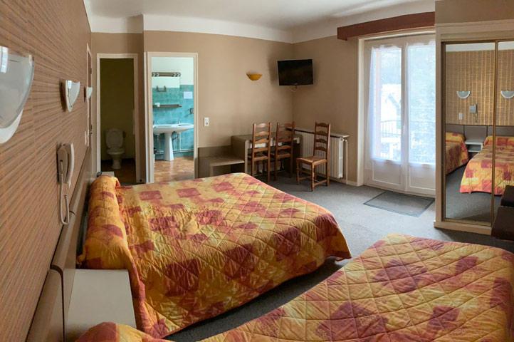 Chambres 3-4 personnes hôtel Orédon Saint Lary Hautes Pyrénées proche télécabine